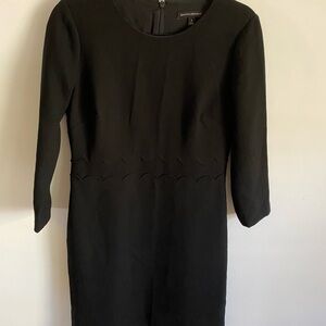 Banana Republic Elegant Black Long‎ Sleeve Dress with Scalloped Detail Goth